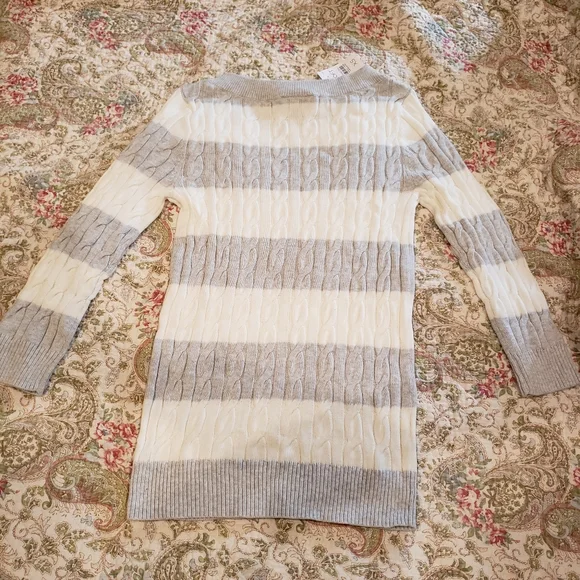 Ann Taylor LOFT Striped Cable Knit Sweater - Picture 3 of 4